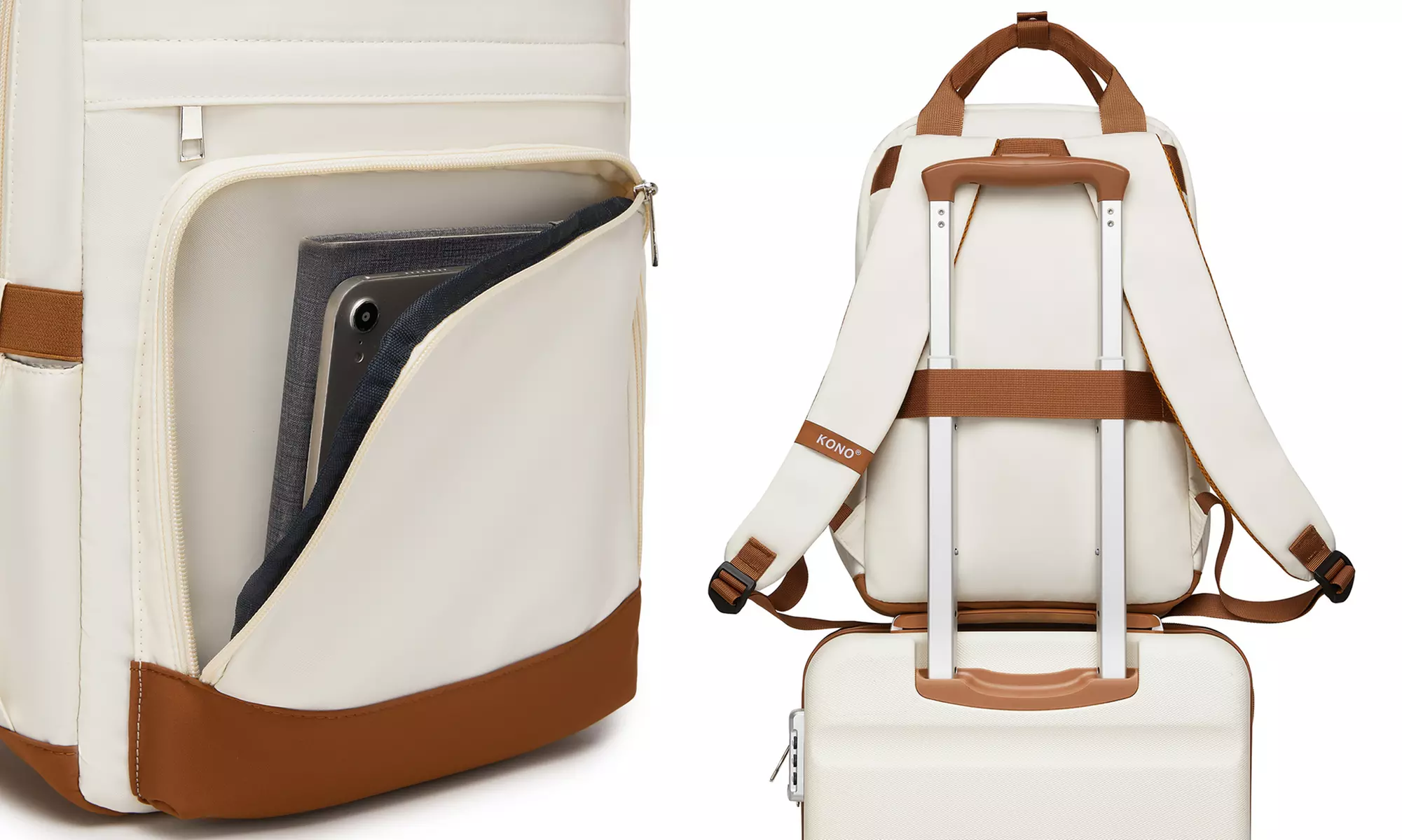 KONO wasserabweisender Rucksack mit Laptopfach und USB-Anschluss