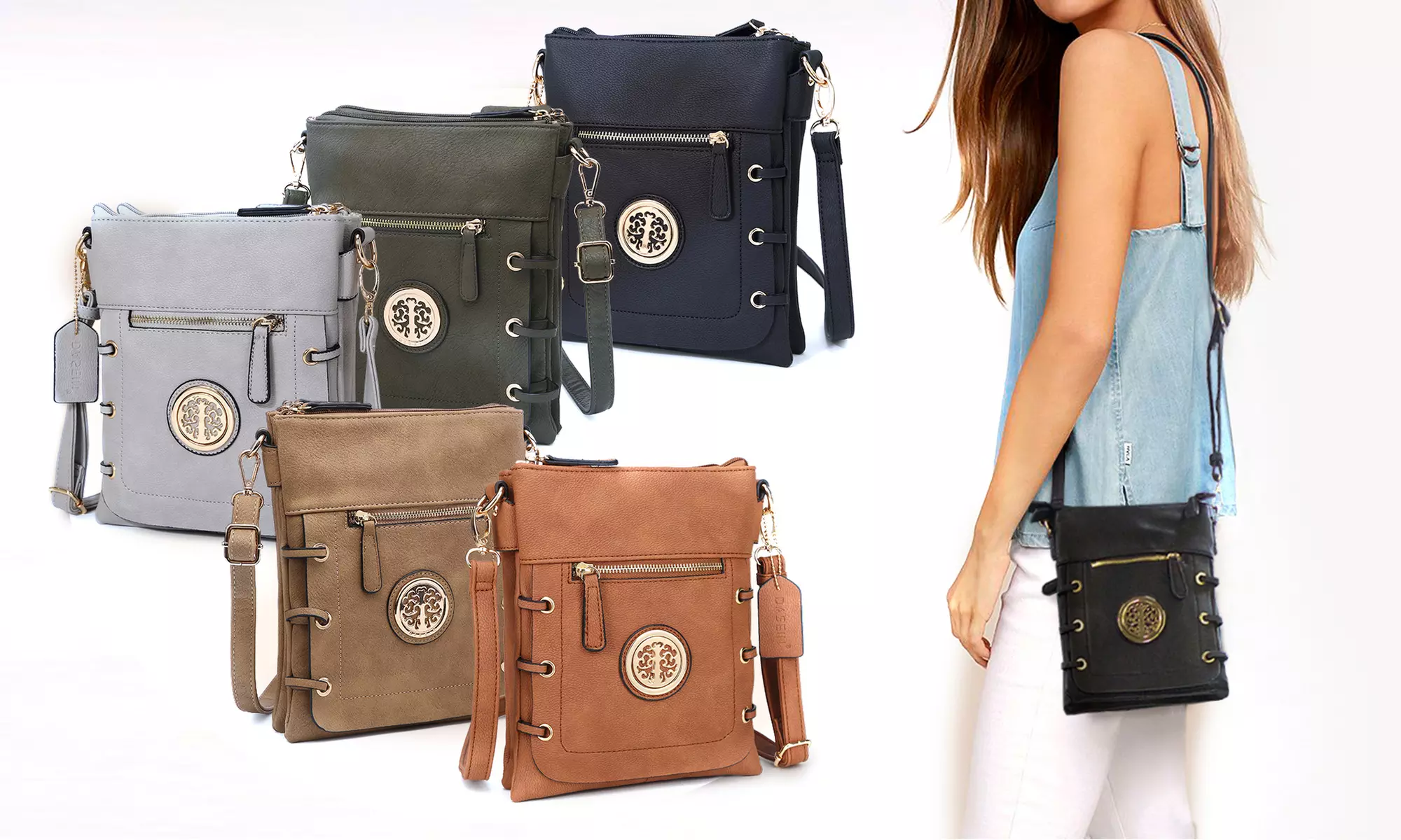 MK BELTED Collection Soft Vegan-Leather Lightweight Shoulder Bag or Crossbody - Primary Image