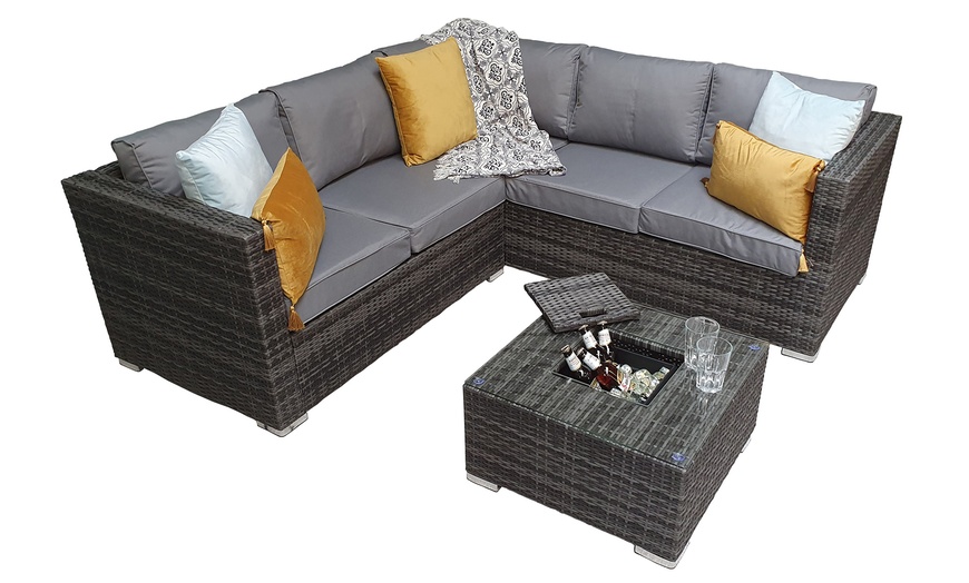 Image 1: Rattan Effect Corner Sofa Set