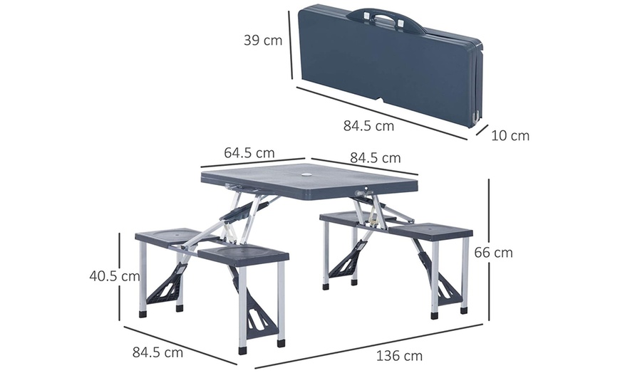 Image 5: Outsunny Portable Picnic Table and Chair