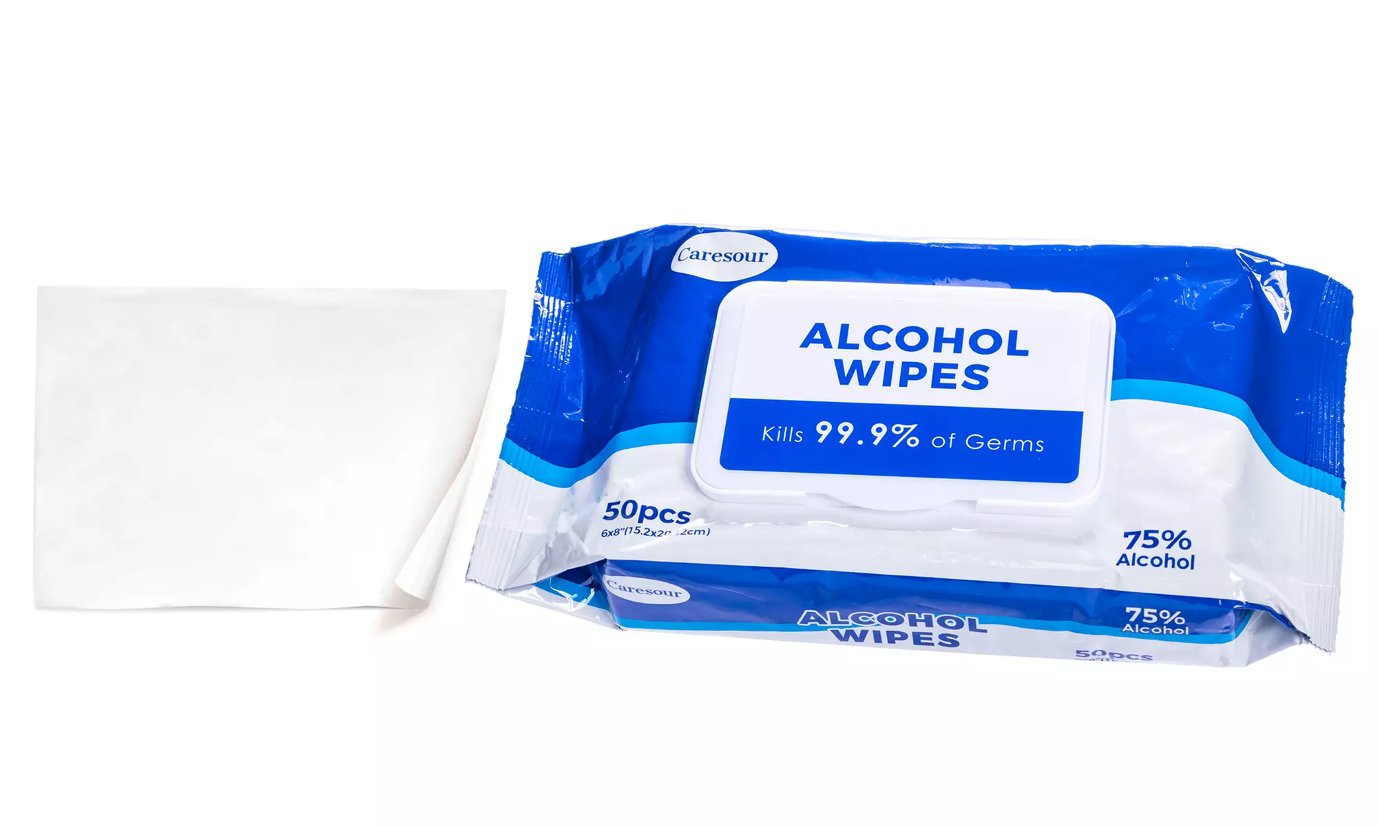 Caresour 75% Alcohol-Based Sanitizing Wipes (50-Count) - Primary Image
