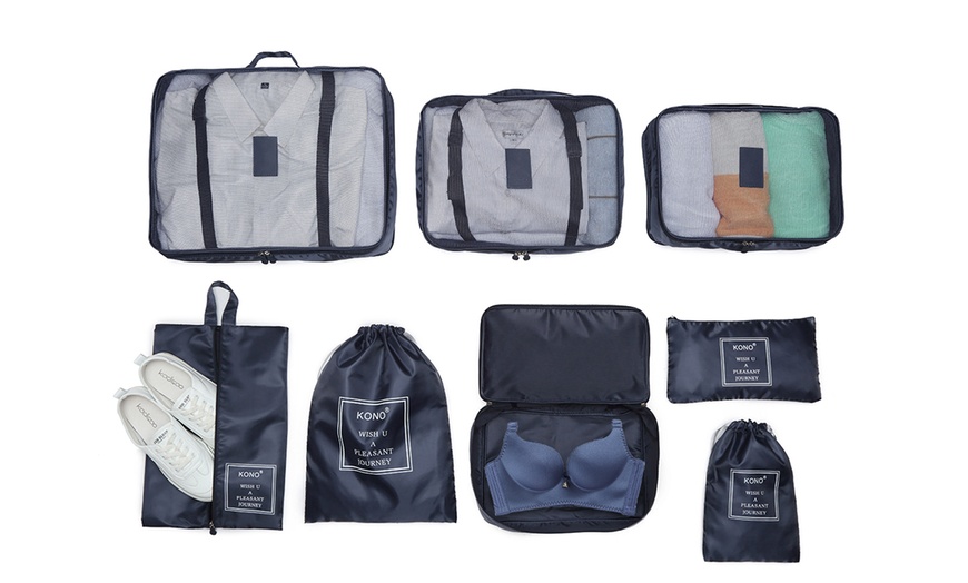 Image 7: KONO 9-Piece Travel Set Cabin Suitcase And Organizer Bags
