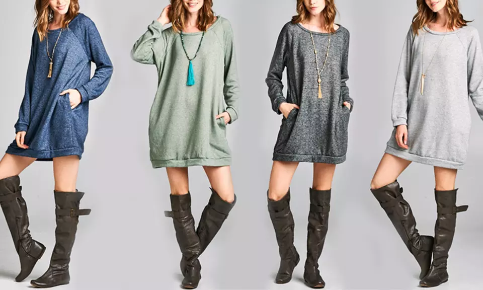 Women's Chunky Sweatshirt Dress - Primary Image