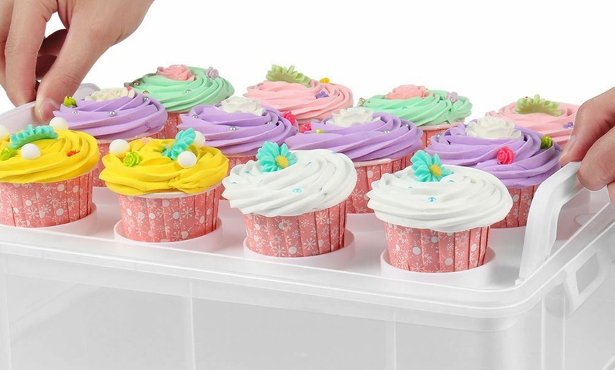 Image 3: Three-Tier Cupcake Carrier Box