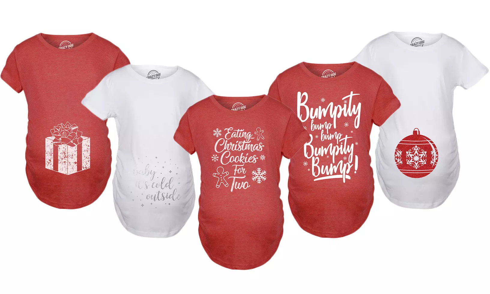 Crazy Dog T-Shirts Cute and Funny Christmas Maternity T-Shirts. Plus Sizes Available. - Primary Image