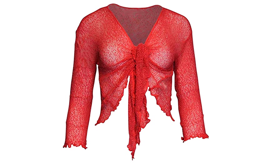 Image 8: Tie Front Lace Shrug