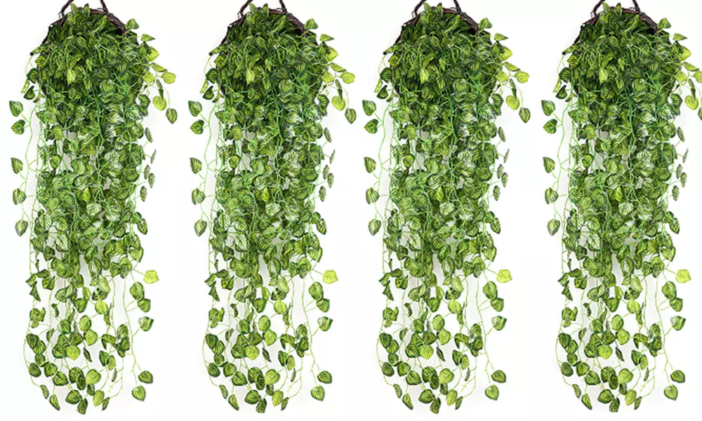 4x künstlicher Efeu mit 9 Ranken zum Aufhängen