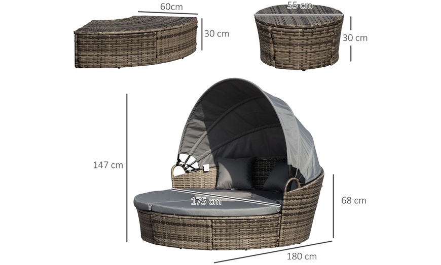 Image 6: Outsunny Five-Piece Patio Conversation Rattan-Effect Furniture Set