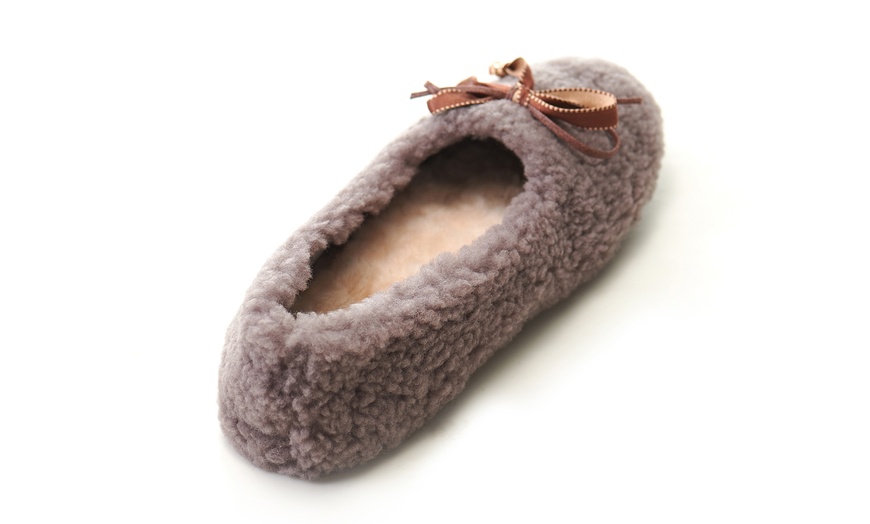 Image 10: Fluffy Sheepskin Ballet Slippers