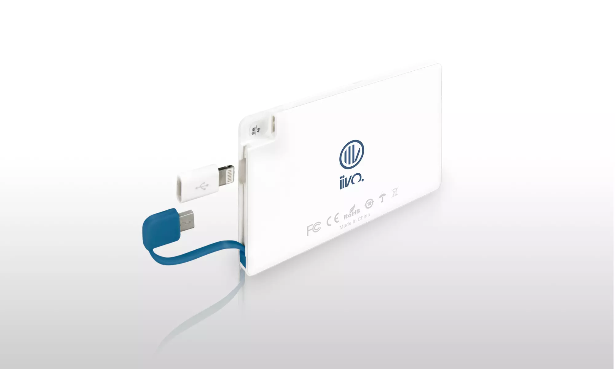 iiVo 1,800mAh Credit Card Power Bank with Micro USB Cable and Lightning Adapter - Second Medium