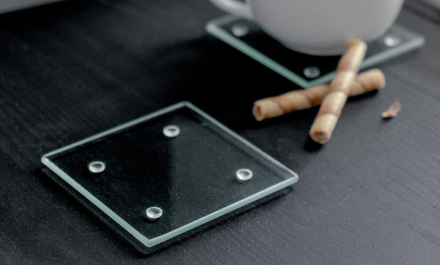 Image 1: Square Tempered Glass Coasters