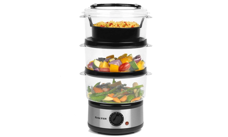 Image 2: Salter Three-Tier Food Steamer