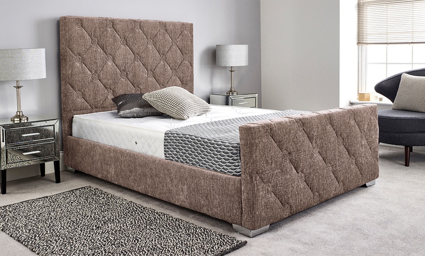 Image 3: Upholstered Chenille Bed Frame