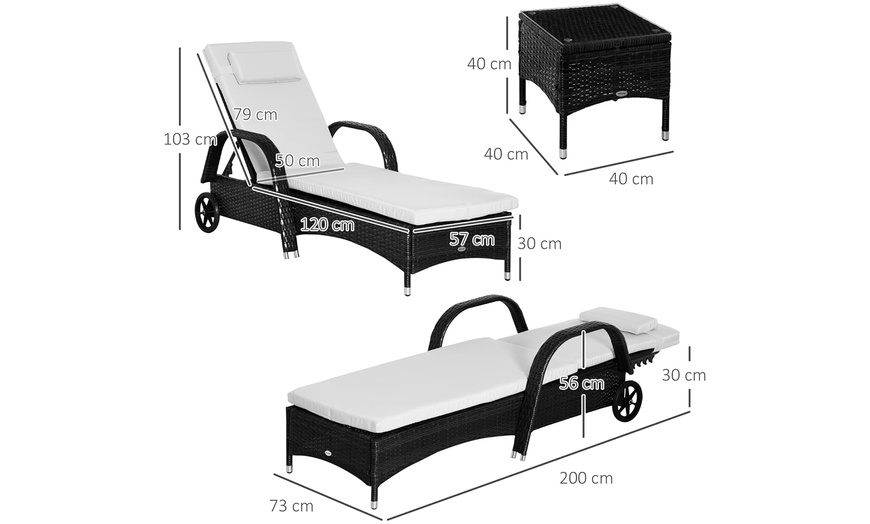 Image 13: Outsunny Rattan-Effect Lounge Set