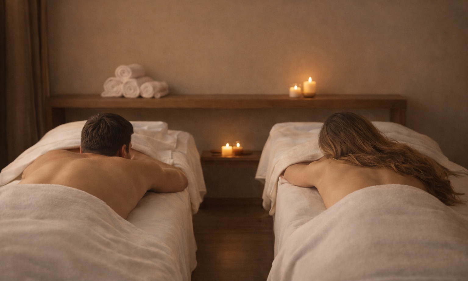 Masaje relajante en pareja con caja de bombones