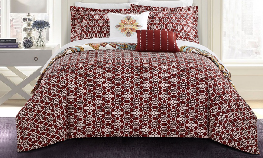 100% Cotton Bohemian-Inspired Reversible Comforter Set (5-Piece) | Groupon