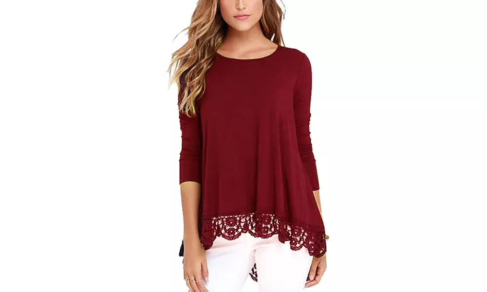 T-shirt asymétrique détails dentelle sur le bas, marque Fanstastic - Second Medium