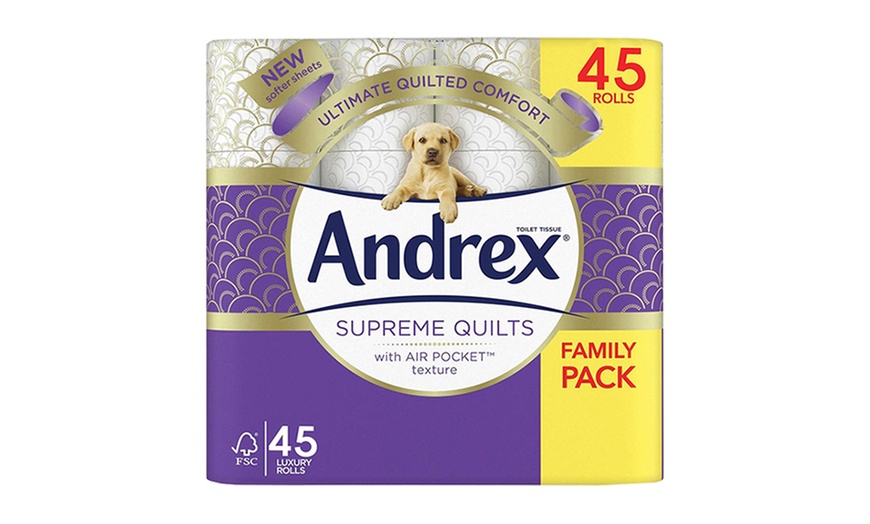 Image 2: 45 or 90 Rolls of Andrex Supreme Quilts Toilet Roll Tissue Paper