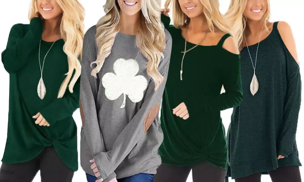 Leo Rosi Women's St. Patricks Day Shamrock Top. Plus Sizes Available. - Primary Image