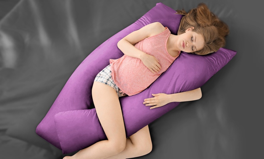 Image 15: U-Shaped Maternity Pillow with Pillowcase