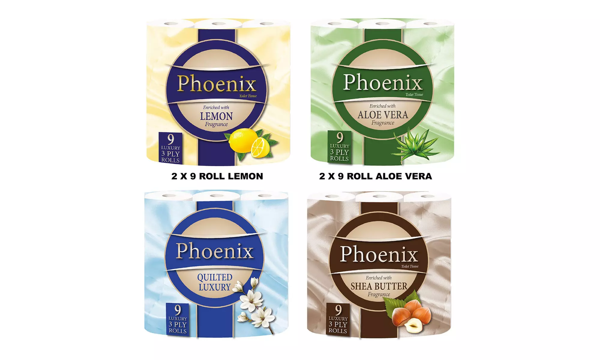 72 Rolls of Phoenix Quilted Two-Ply Soft White Toilet Paper