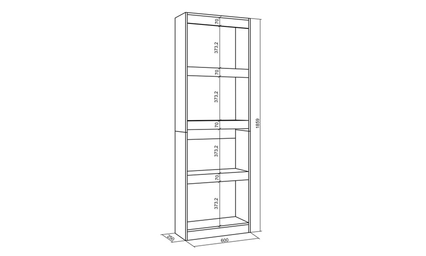 Image 12: Elegante estantería de madera porosa; 60cm x 186cm x 25cm