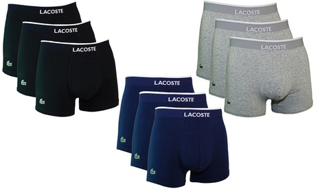 3 boxer Lacoste disponibili in 3 colori e 3 taglie