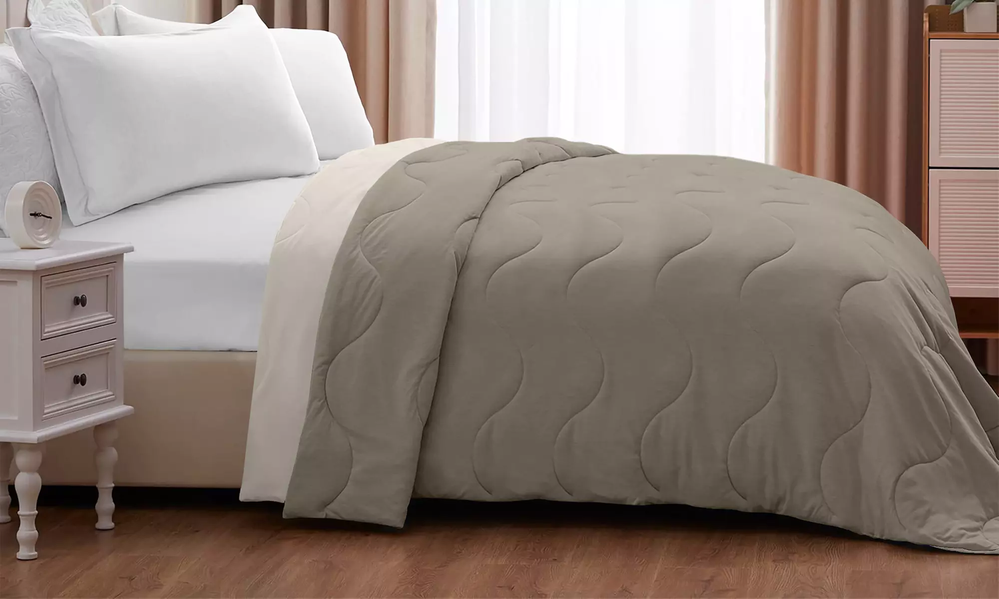 Coperta trapuntata double face con design reversibile