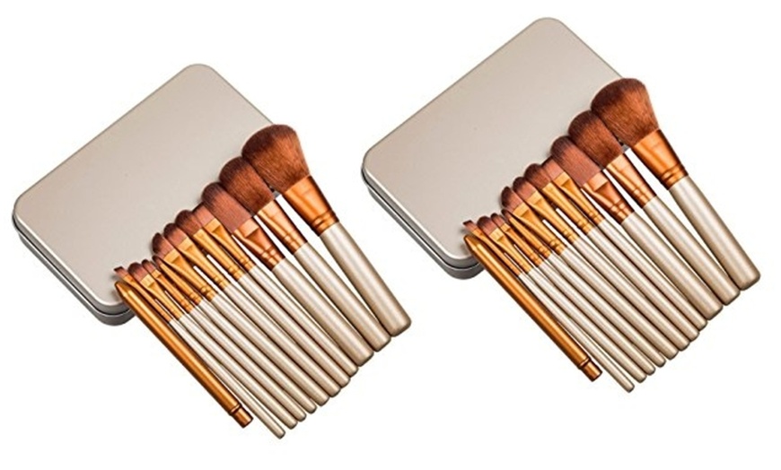 Image 6: One, Two or Three 12-Piece Makeup Brush Sets with Metal Cases