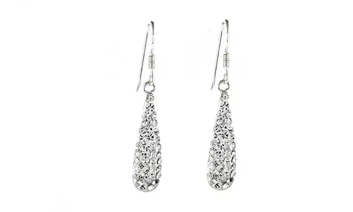 Sterling Silver Dangle Teardrop Earrings Made with Swarovski Elements - Primary Image