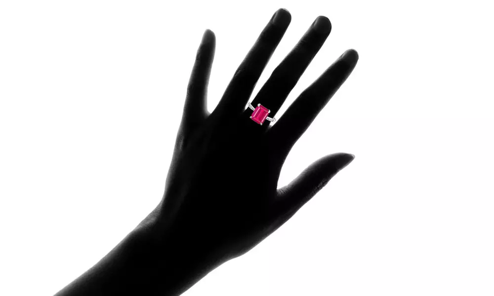 4.00 CTW Pink Tourmaline Emerald Cut Ring in Solid Sterling Silver - Second Medium