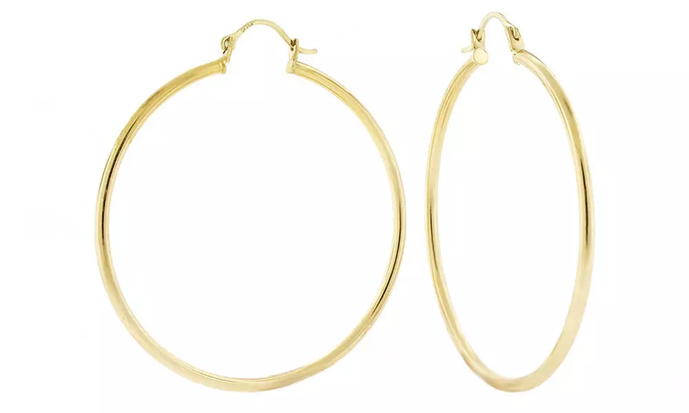 14K Solid Gold 40mm Hoop Earrings - Primary Image