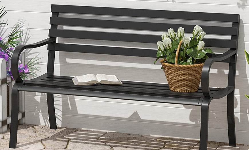 Image 2: Outsunny Two-Seater Garden Bench