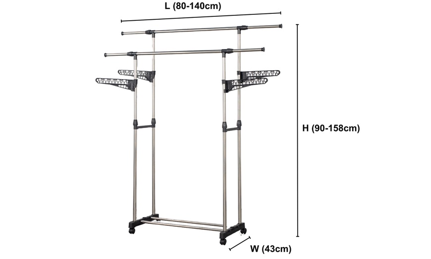 Image 19: Portant à vêtements réglable avec roulettes Herzberg