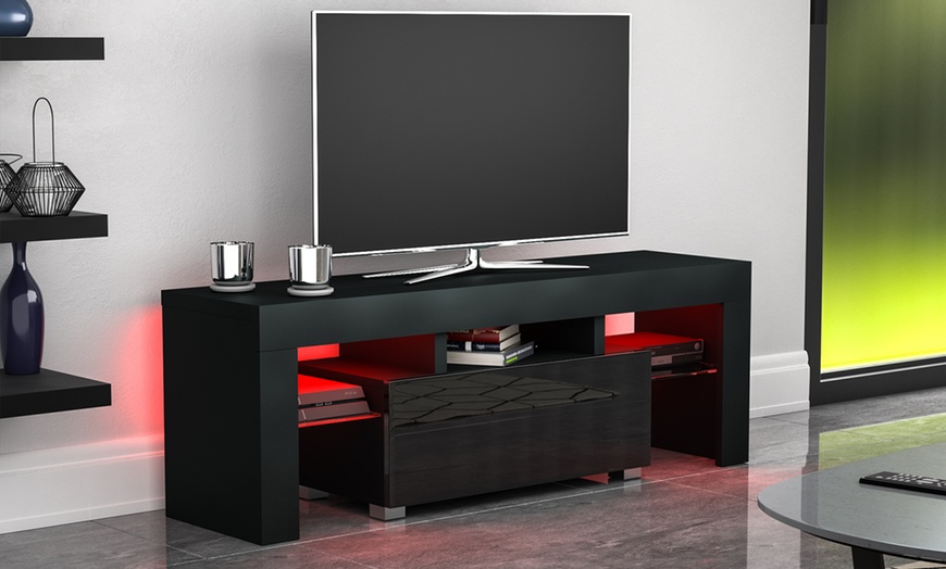 Image 6: High Gloss One-Drawer LED TV Unit