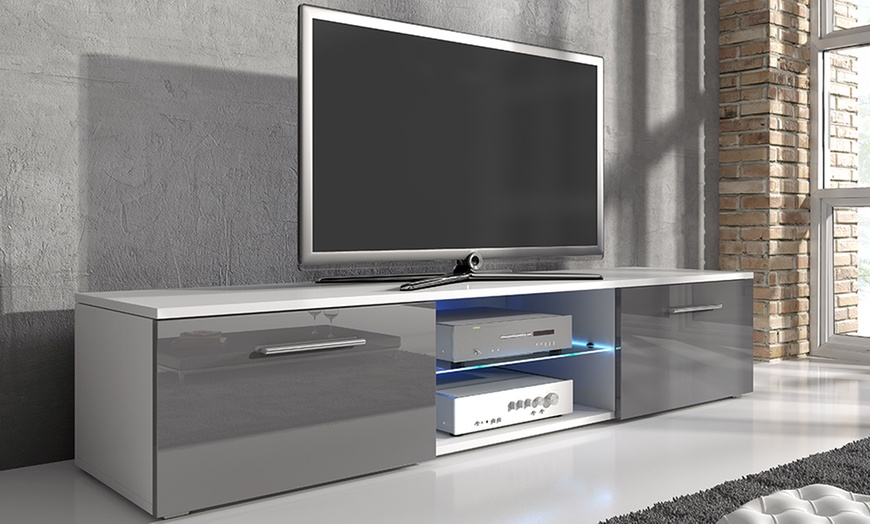 Image 1: TV Unit with LED Lighting