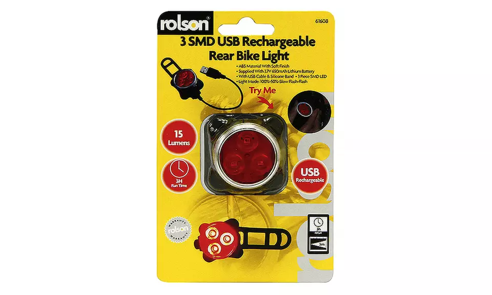 1 ou 2 lampes arrières rouge de vélo 3 SMD recharge USB Rolson - Image 6