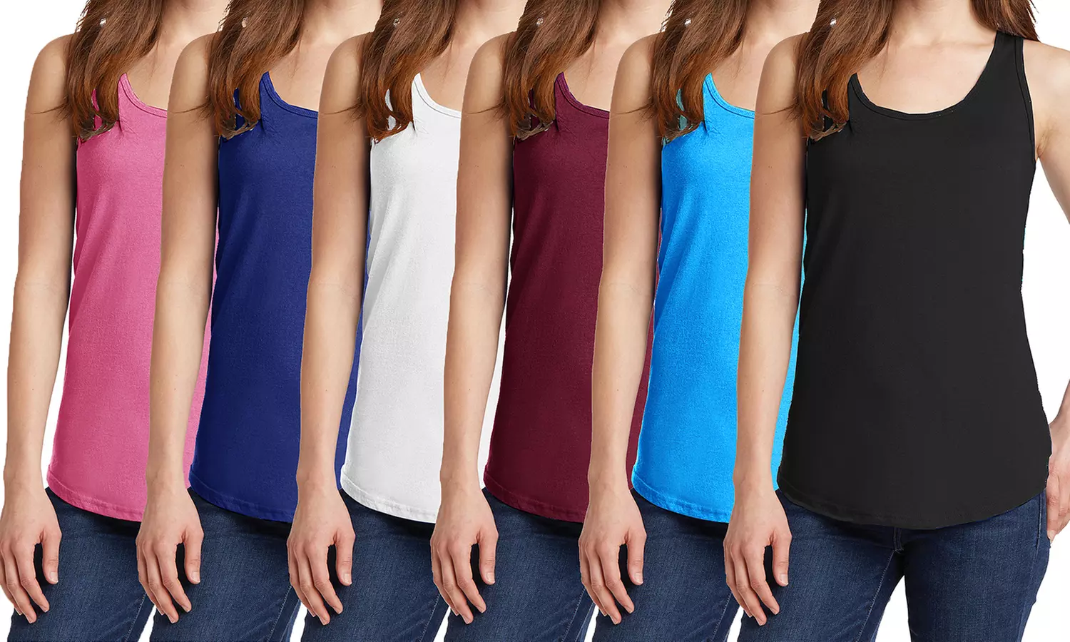 Women's Fitted Cotton Stretch Tank Top (3-Pack) - Primary Image