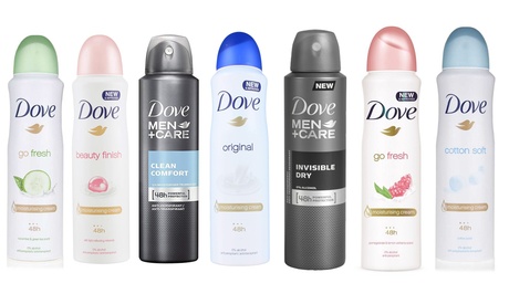 6 deodoranti spray Dove da 150 ml per lui o per lei disponibili in varie fragranze
