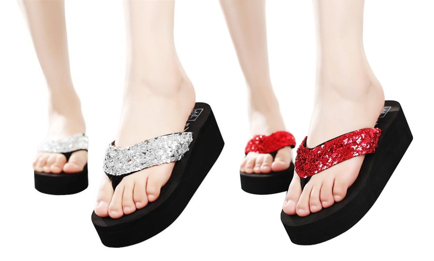 Sequin Platform Flip Flops | Groupon Goods