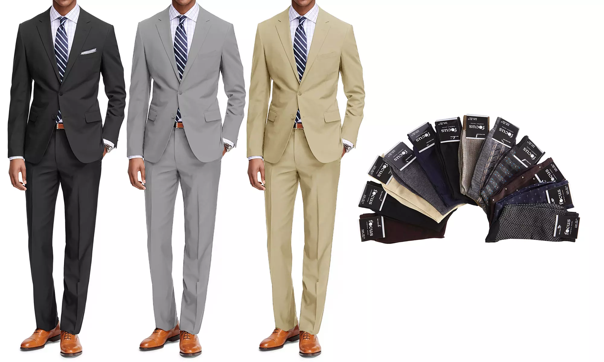 Braveman Men's Classic-Fit Suits with Pair of Socks - Primary Image