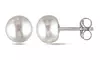 White Gold Plated 8mm White Freshwater Cultured Round Pearl Stud Earrings
