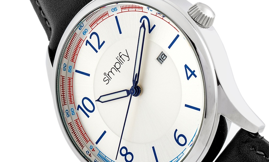 Image 3: Simplify Genuine Leather Watch with Date