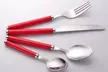 Juego de 24 cubiertos de acero inoxidable con mangos ergonómicos de ABS en color rojo - Second Medium