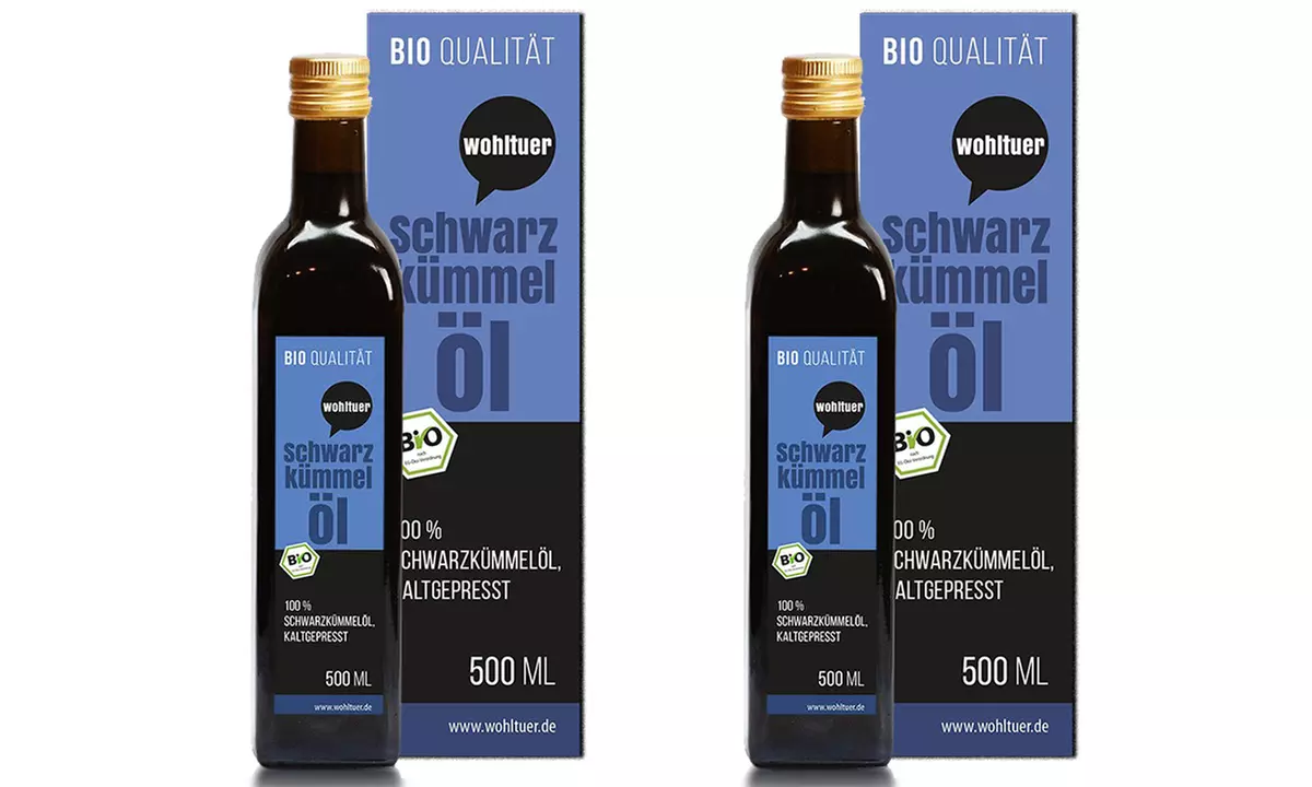 1x oder 2x Wohltuer Schwarzkümmelöl 500 ml - Primary Image