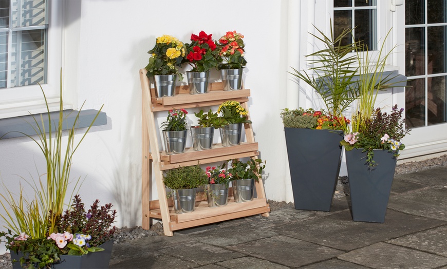 Image 7: Folding Three-Tier Plant Stand