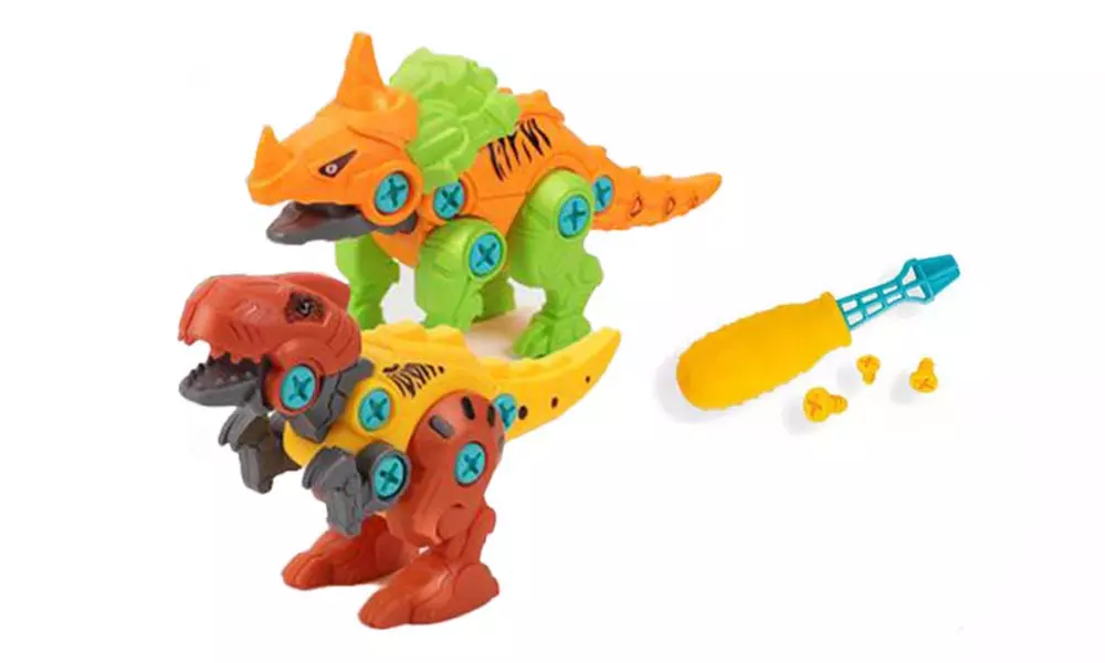 1x oder 2x 4er-Set Dinosaurier-Bauspielzeug