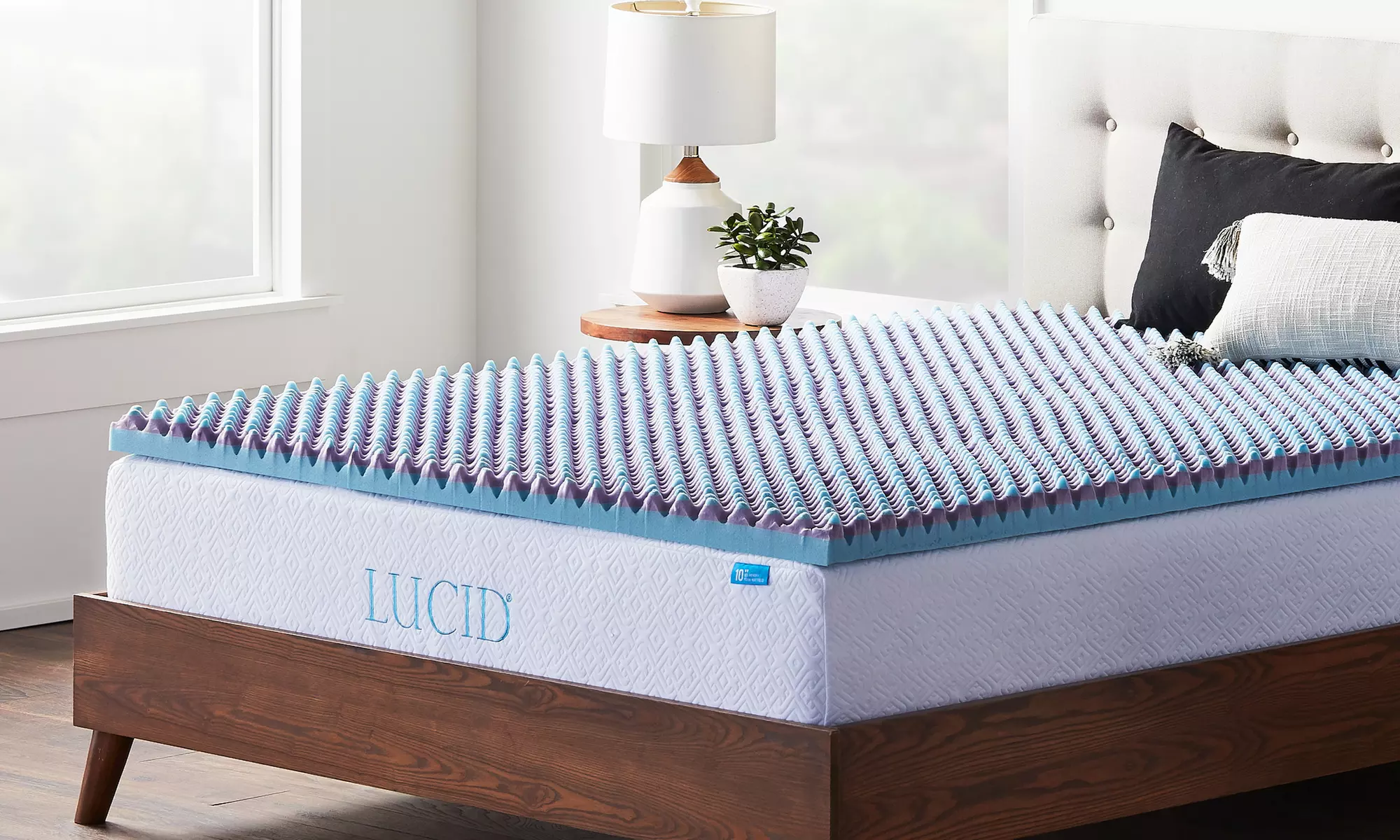 Lucid 2.5" Duo-Foam Lavender-Breeze Mattress Topper - Second Medium