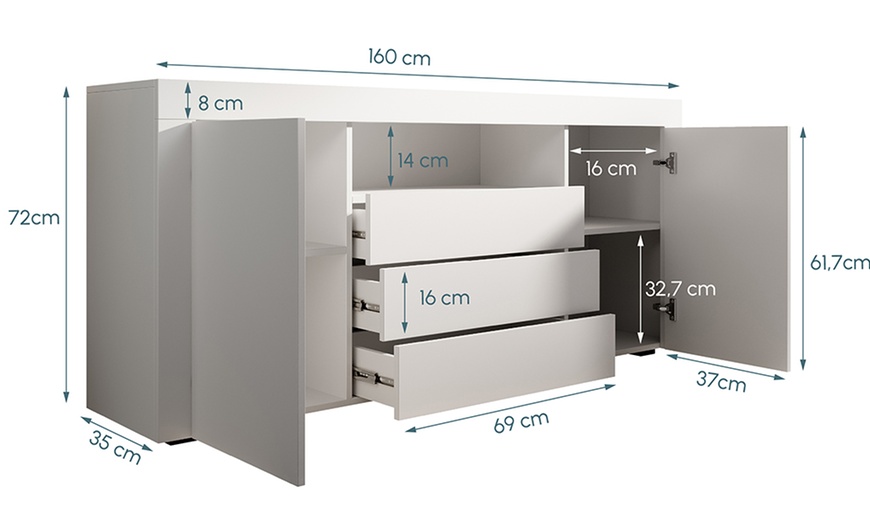 Image 5: Credenza Yanis con 3 cassetti e 2 ante