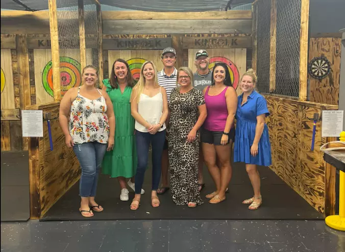 60-Minute of Indoor Axe Throwing for 2-12 People at Kin'Folk Axe Throwing (Up to44% Off). Seven Options Available - Second Medium